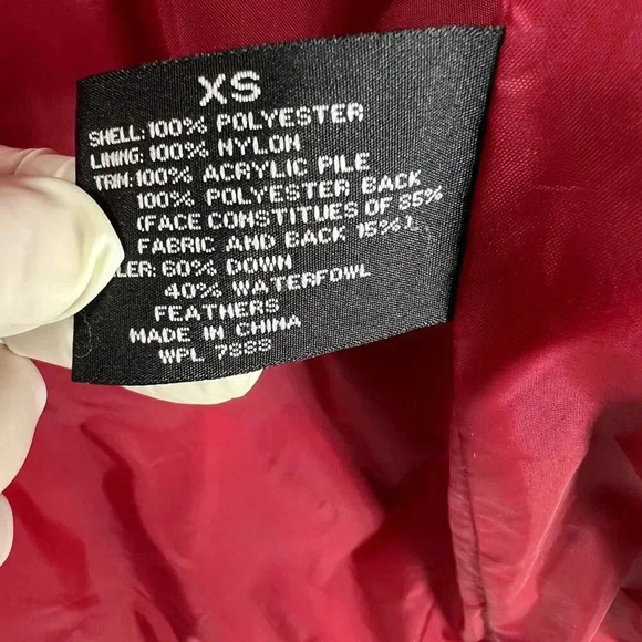 Centigrade Womens XS Down Red Jacket Removable Faux Fur Hood Long Quilted Coat - Picture 14 of 16